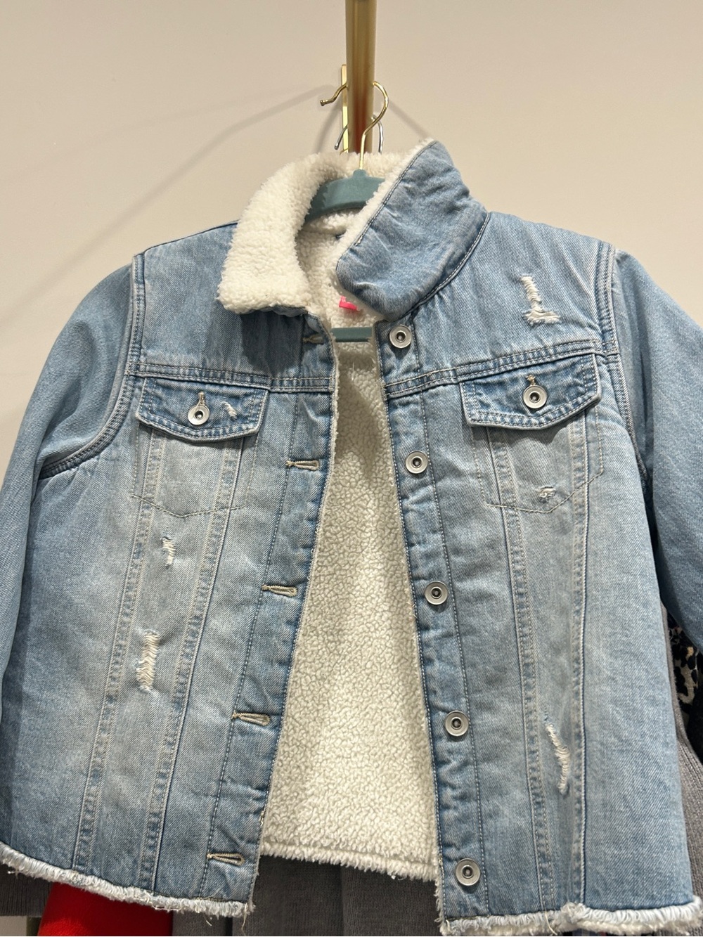 Place Light Blue Sherpa-Trim Denim Jacket